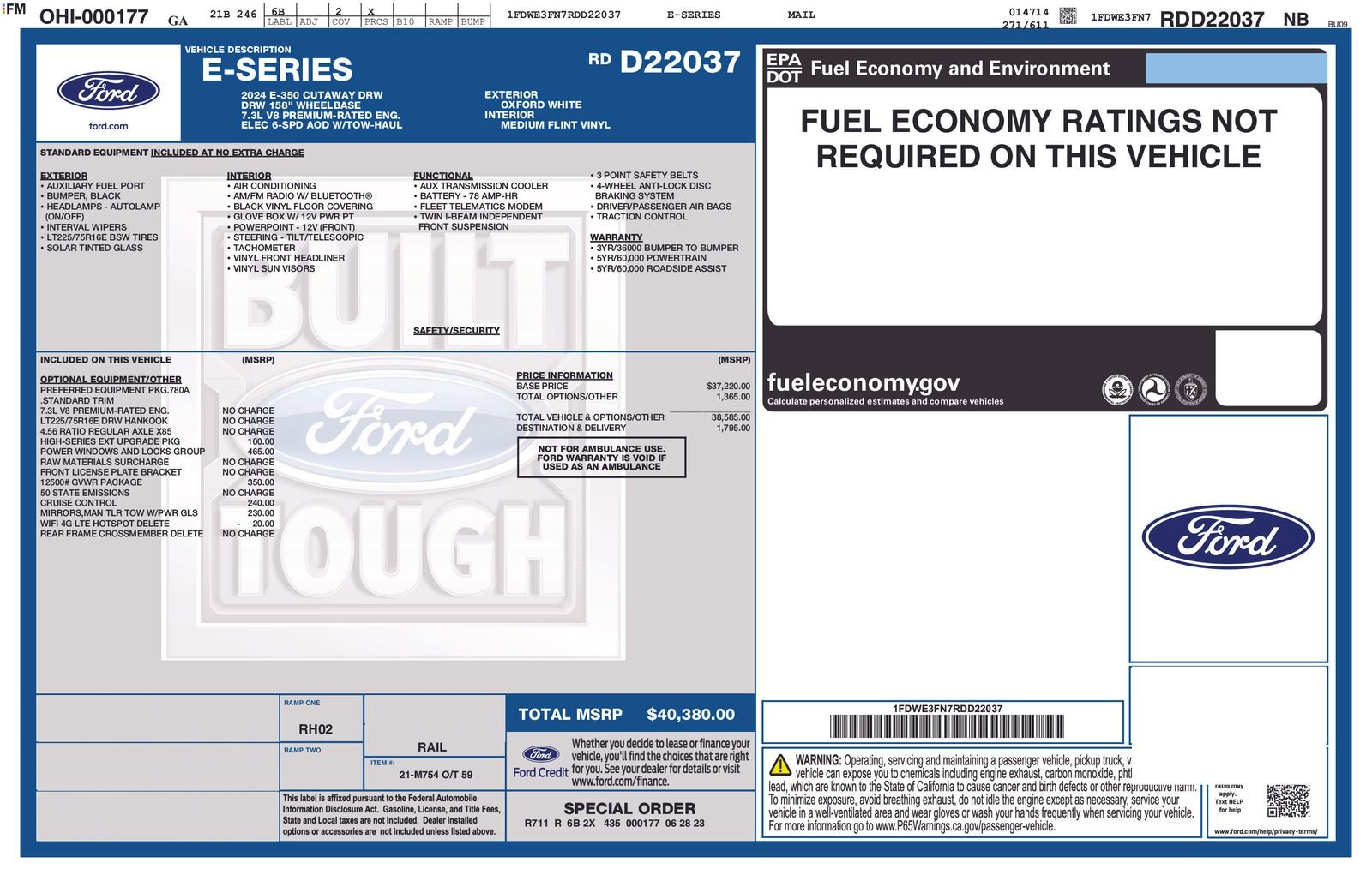 Certified 2024 Ford E-350 and Econoline 350 Super Duty w/ Power Windows & Locks Group image 2