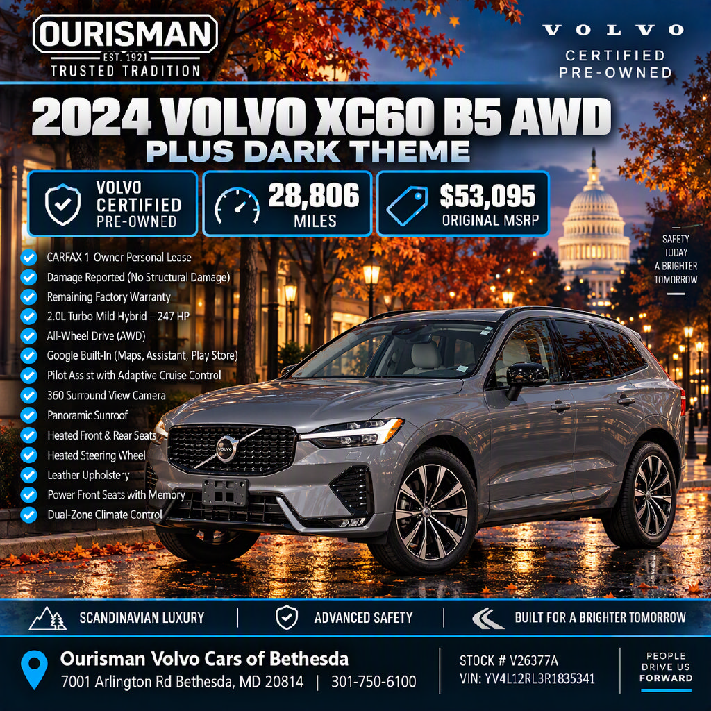 Certified 2024 Volvo XC60 B5 Plus w/ Climate Package AWD/4WD image 2