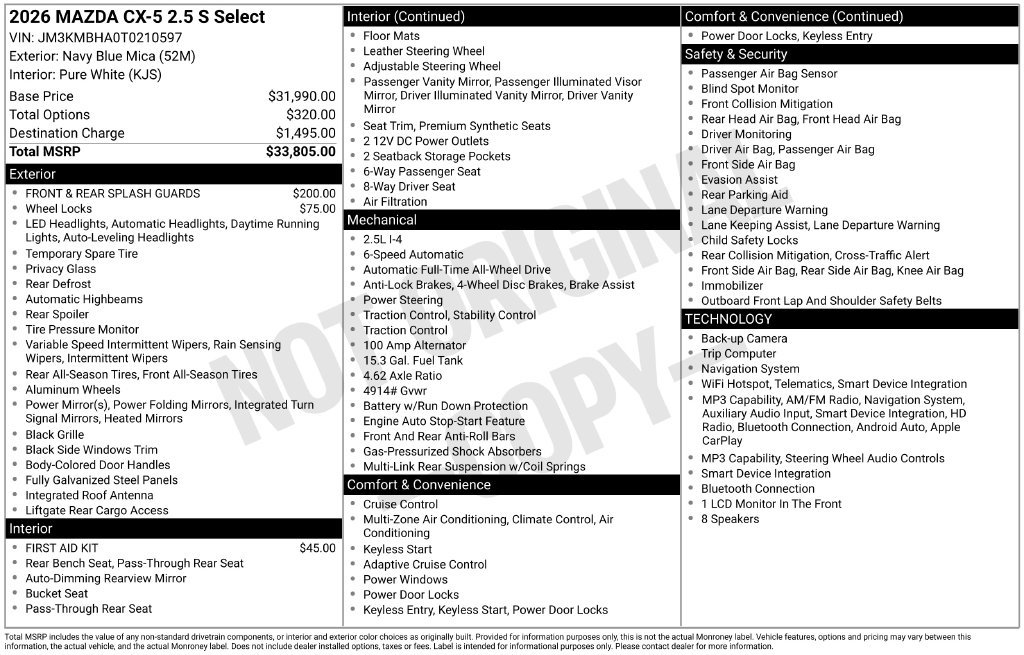 New 2026 MAZDA CX-5 Select AWD/4WD image 2