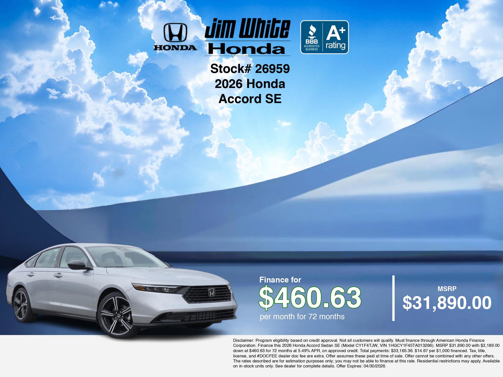 New 2026 Honda Accord SE image 7