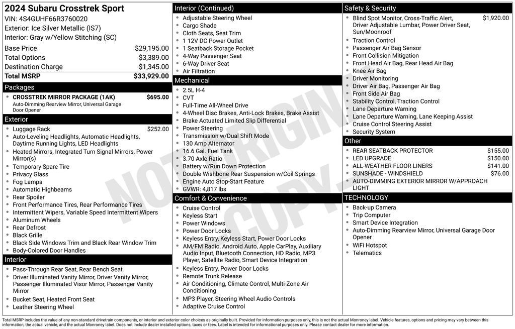 Used 2024 Subaru Crosstrek 2.5i Sport w/ Crosstrek Mirror Package image 20