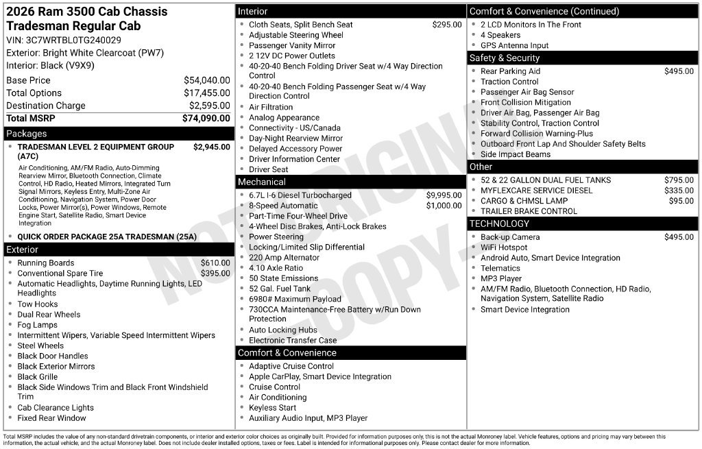 New 2026 RAM 3500 Tradesman AWD/4WD image 7