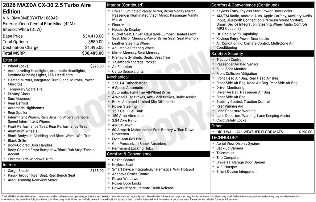 New 2026 MAZDA CX-30 2.5 Turbo w/ Premium Package image 33