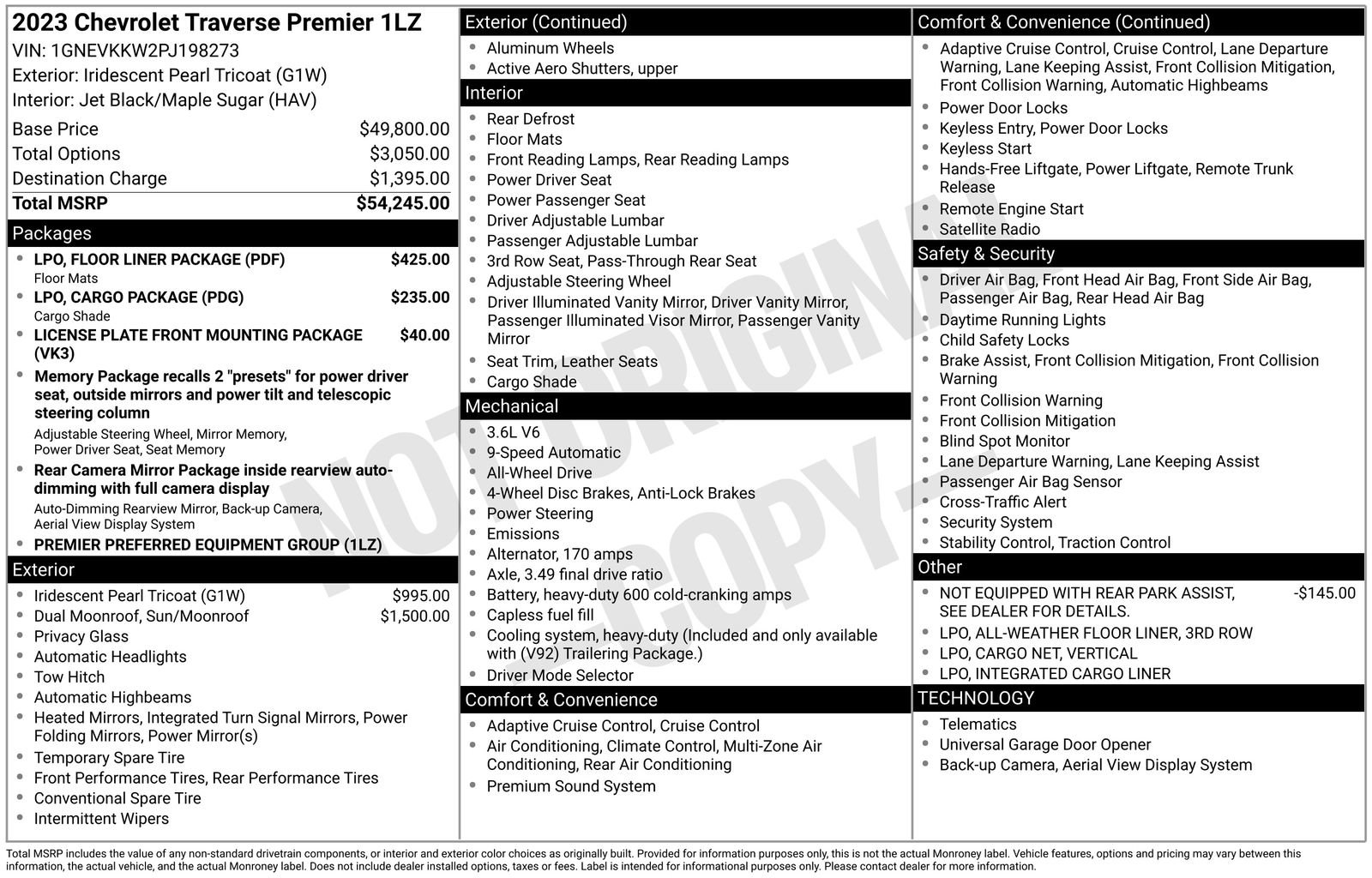 Used 2023 Chevrolet Traverse Premier w/ LPO, Floor Liner Package image 38