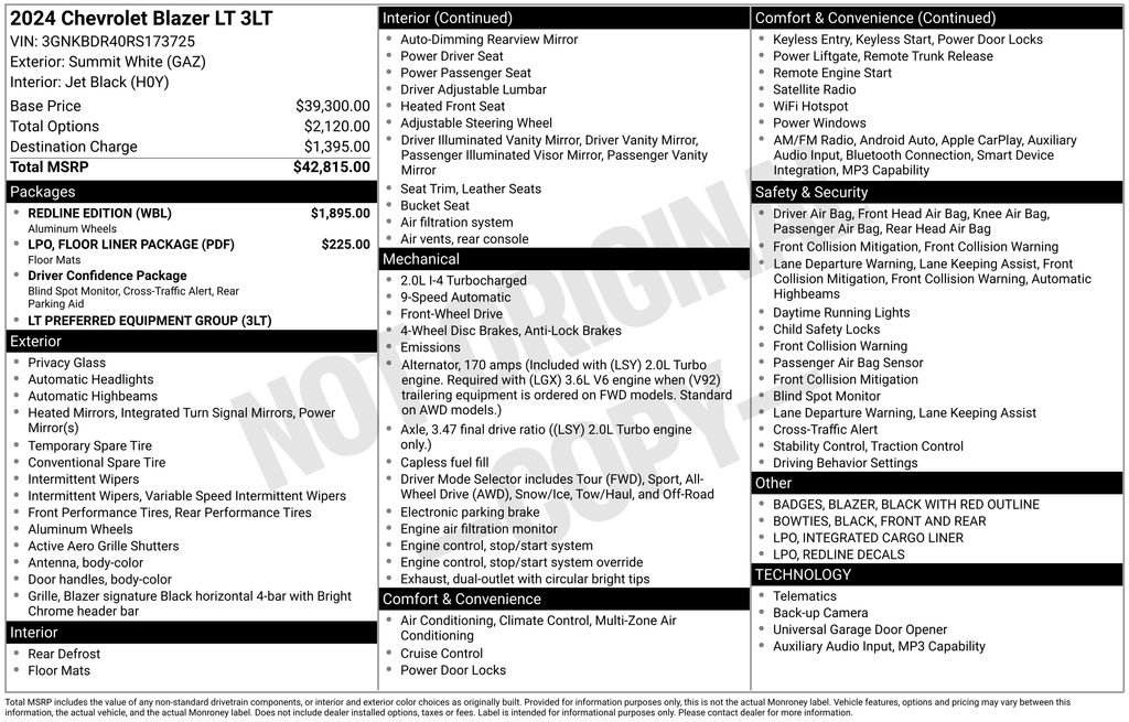Used 2024 Chevrolet Blazer LT w/ Redline Edition FWD image 2