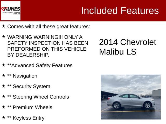 Used 2014 Chevrolet Malibu LS w/ Protection Package image 2