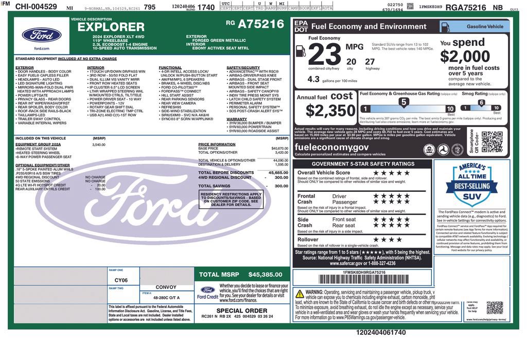 Used 2024 Ford Explorer XLT w/ Equipment Group 202A AWD/4WD image 46