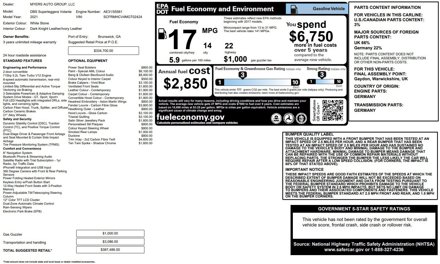Used 2021 Aston Martin DBS Superleggera Volante image 33