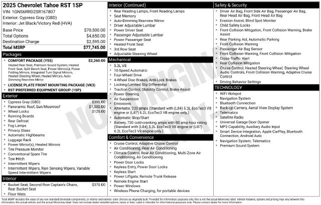 Used 2025 Chevrolet Tahoe RST w/ Comfort Package AWD/4WD image 20