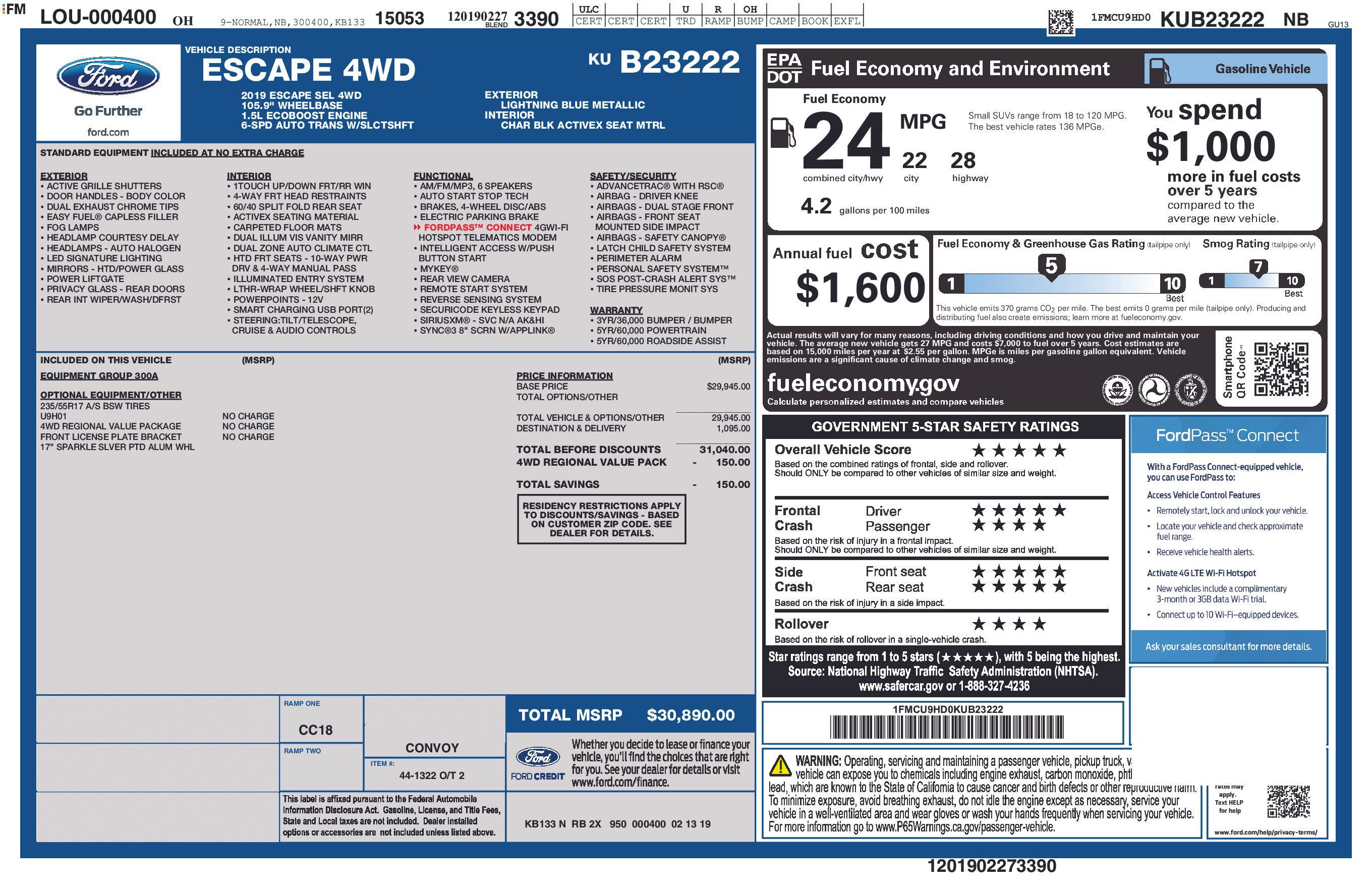 Used 2019 Ford Escape SEL AWD/4WD image 2