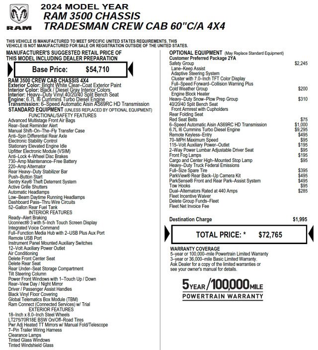 Used 2024 RAM 3500 Tradesman w/ Safety Group image 2