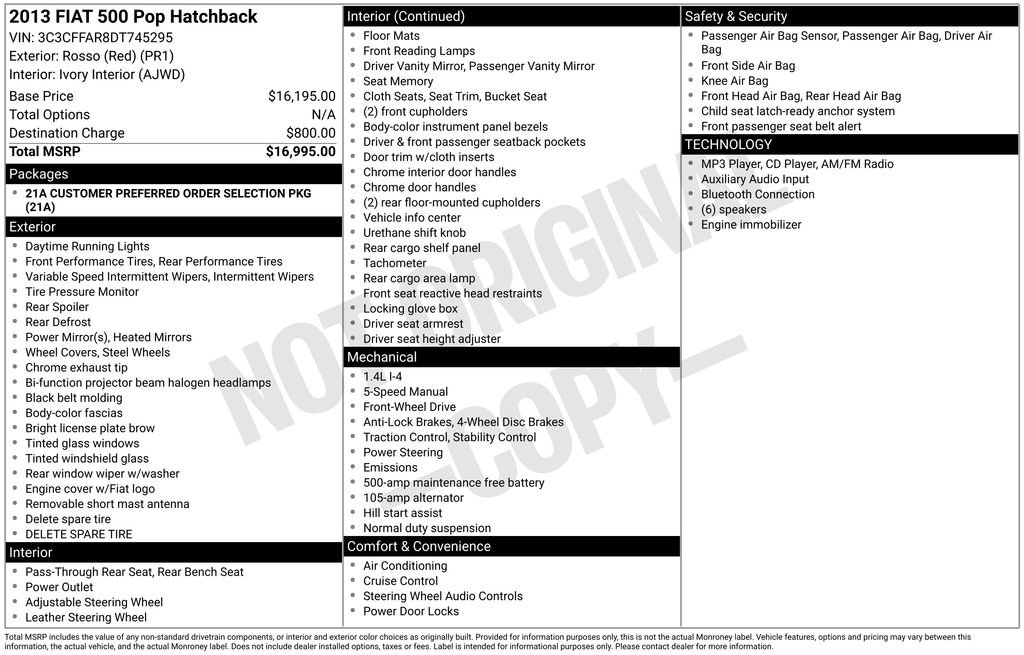 Used 2013 FIAT 500 Pop FWD image 9