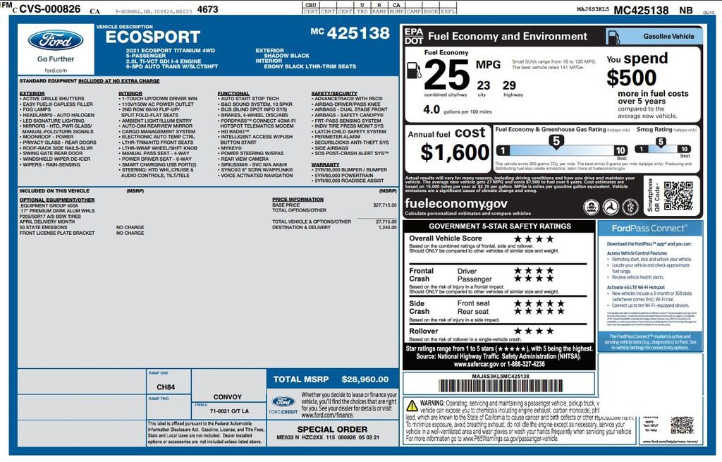 Used 2021 Ford EcoSport Titanium AWD/4WD image 3