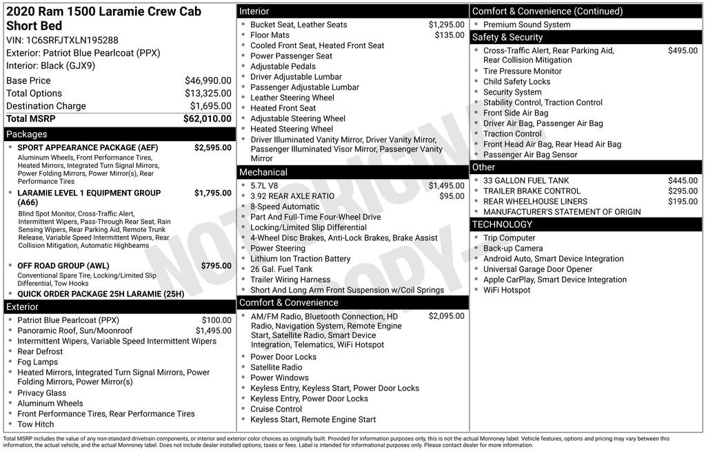 Used 2020 RAM 1500 Laramie w/ Sport Appearance Package image 9