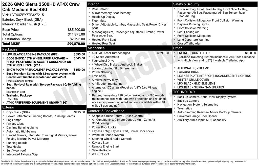 New 2026 GMC Sierra 2500 AT4X w/ LPO, Black Badging Package AWD/4WD image 55