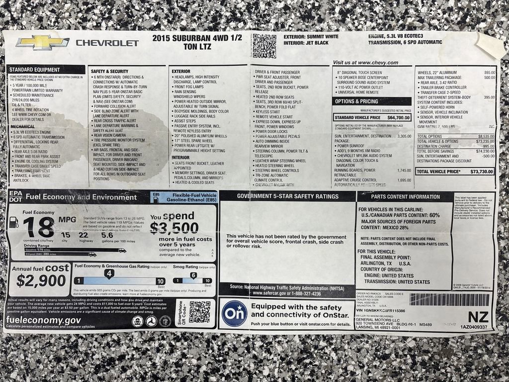 Used 2015 Chevrolet Suburban LTZ AWD/4WD image 68