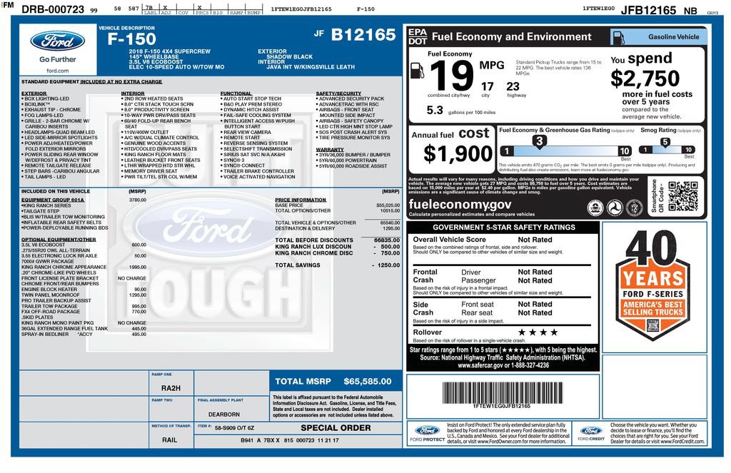 Used 2018 Ford F150 King Ranch w/ Equipment Group 601A Luxury AWD/4WD image 19