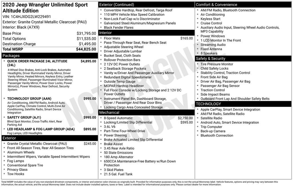 Used 2020 Jeep Wrangler Unlimited Sport AWD/4WD image 16