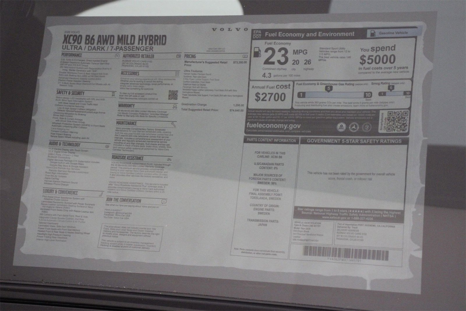 New 2026 Volvo XC90 B6 Ultra image 18