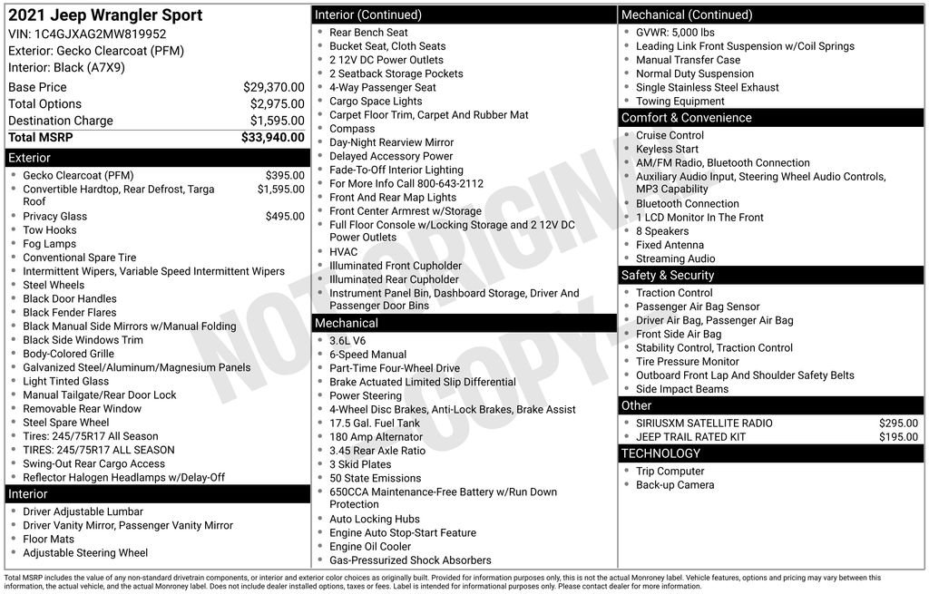 Used 2021 Jeep Wrangler Sport image 6