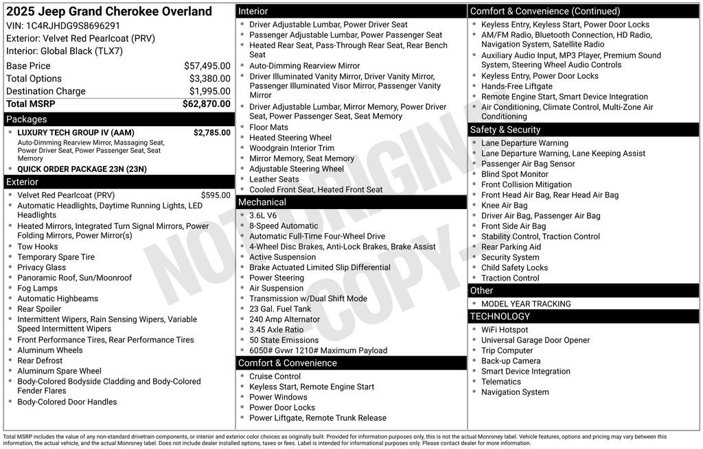 New 2025 Jeep Grand Cherokee Overland w/ Luxury Tech Group IV image 9