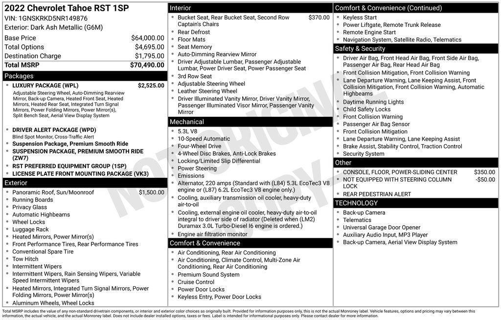 Used 2022 Chevrolet Tahoe RST w/ Luxury Package image 2