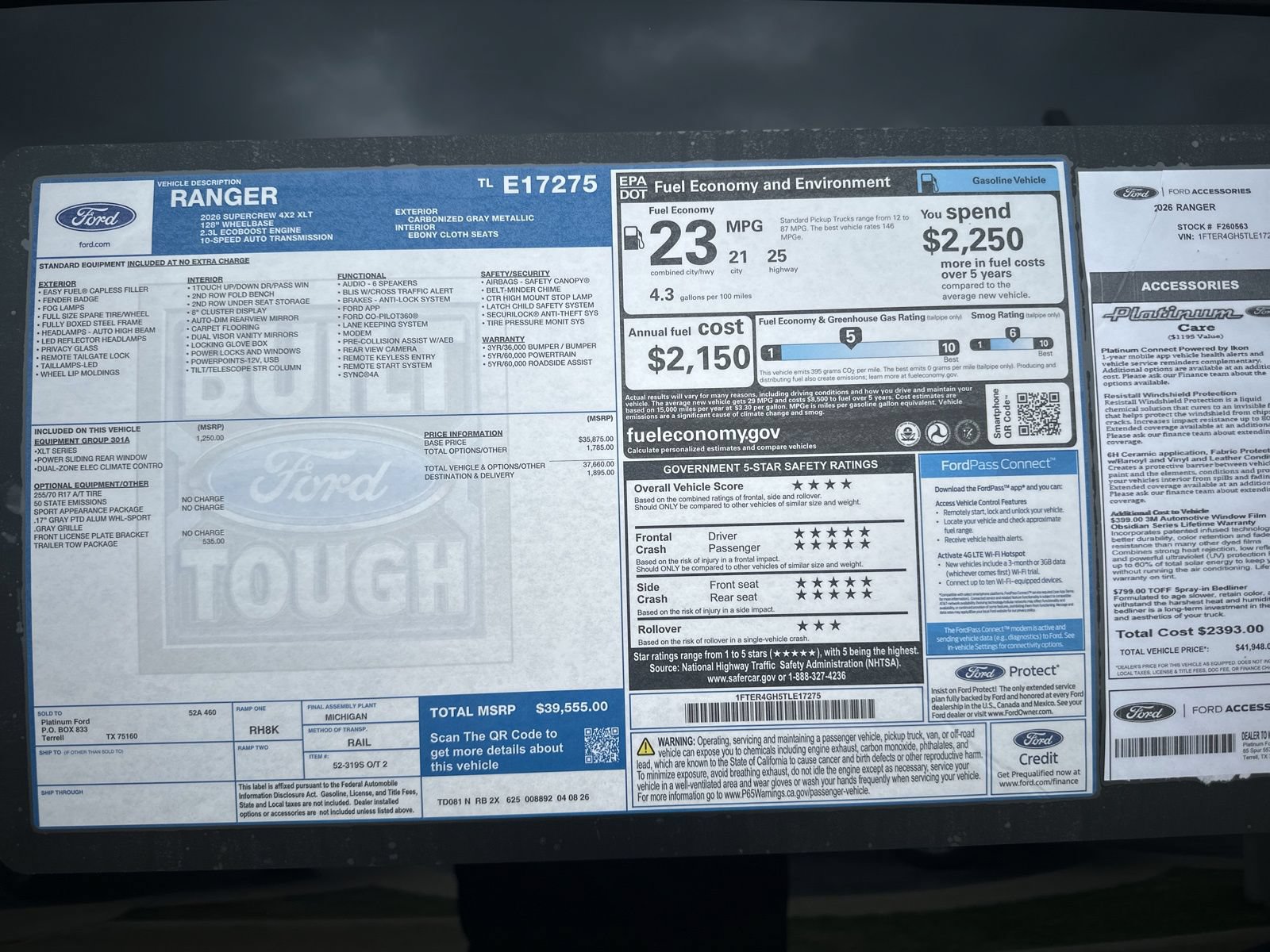 New 2026 Ford Ranger XLT w/ Equipment Group 301A High RWD image 12