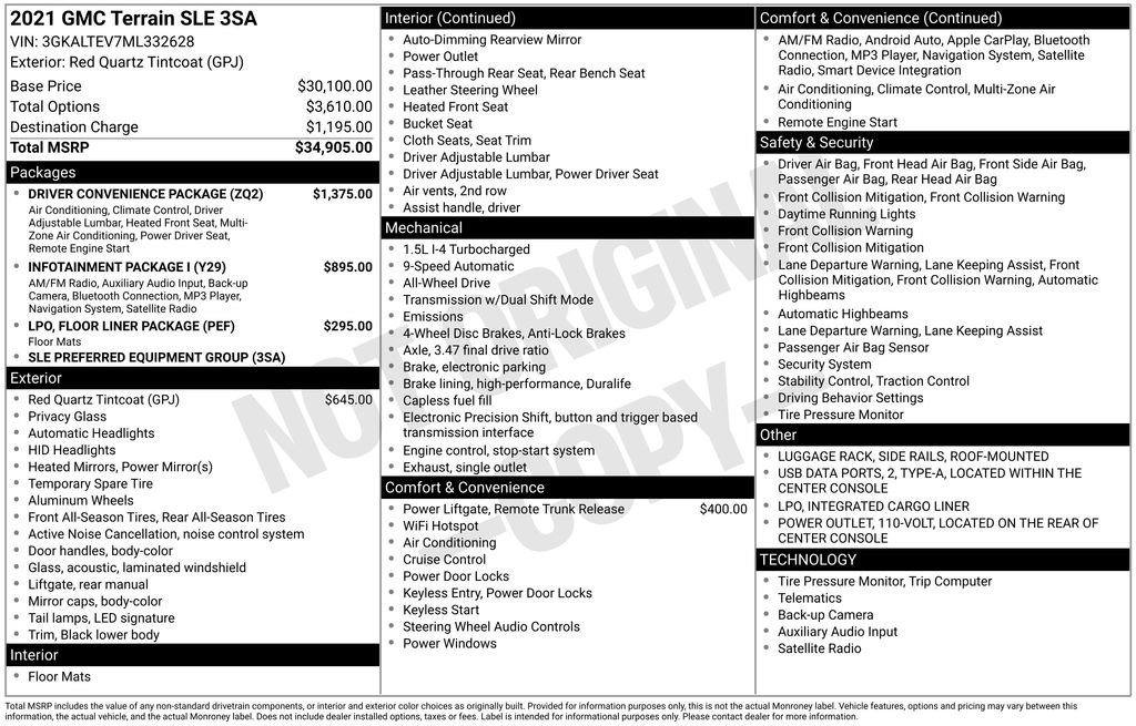 Certified 2021 GMC Terrain SLE w/ Driver Convenience Package image 6