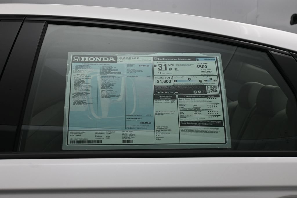New 2026 Honda Accord SE image 23