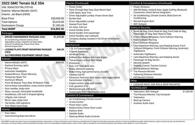 Used 2022 GMC Terrain SLE w/ Driver Convenience Package image 20