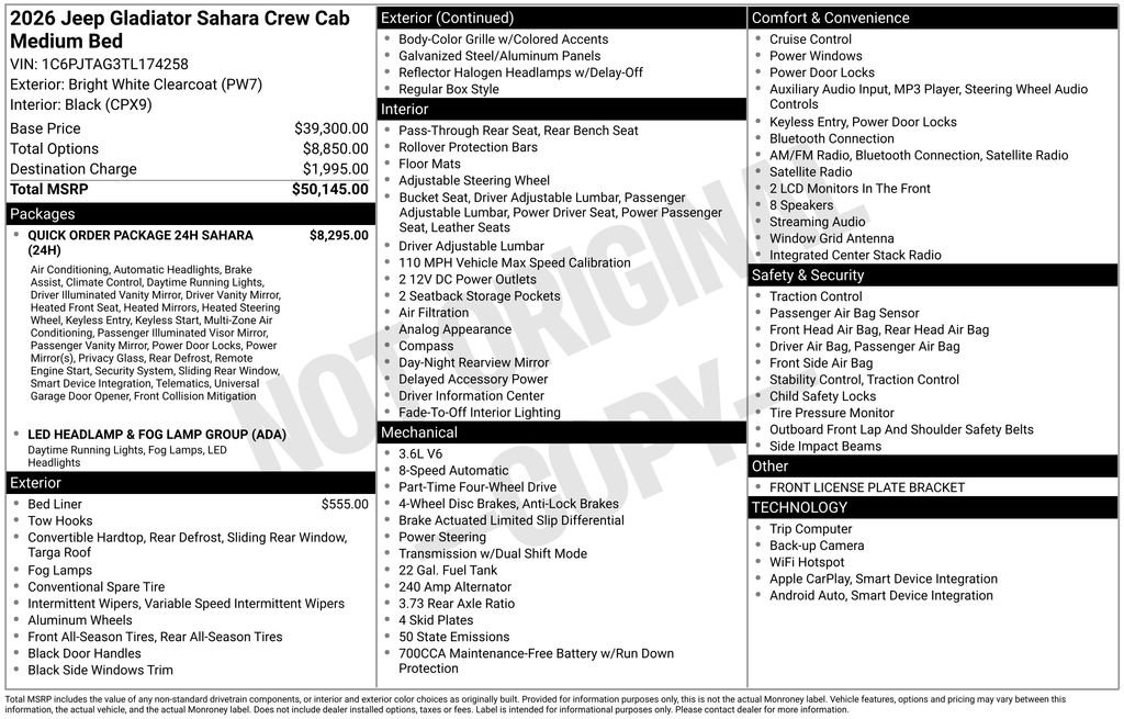 New 2026 Jeep Gladiator Mojave AWD/4WD image 2
