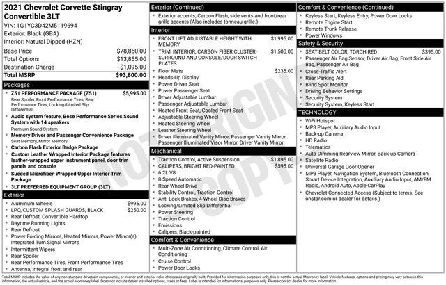 Used 2021 Chevrolet Corvette Stingray Premium Conv w/ Z51 Performance Package RWD image 39