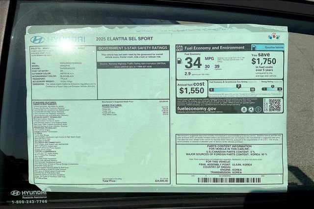 Certified 2025 Hyundai Elantra Sport image 14