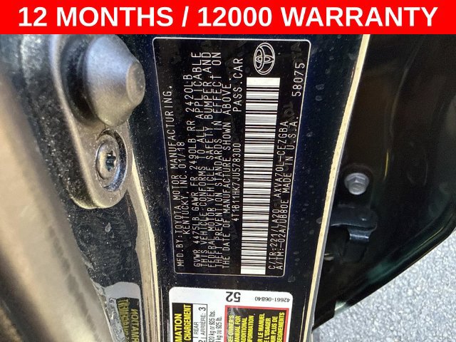 Used 2018 Toyota Camry XLE w/ Audio Package FWD image 30