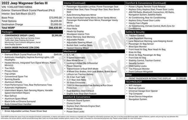 Used 2022 Jeep Wagoneer Series III w/ Convenience Group I image 7