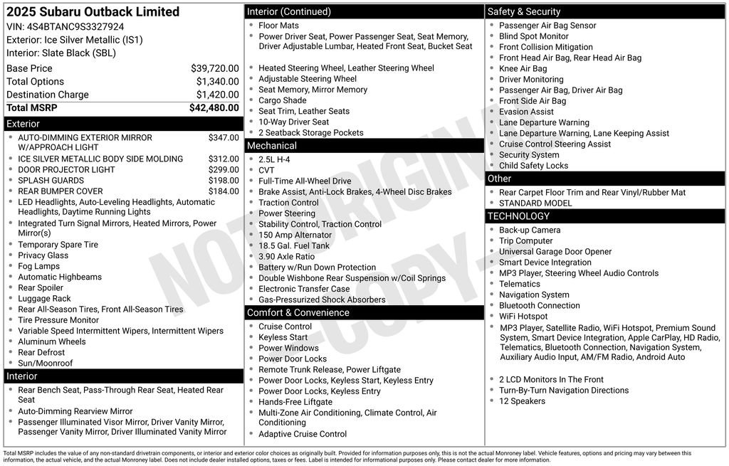 Certified 2025 Subaru Outback Limited AWD/4WD image 26