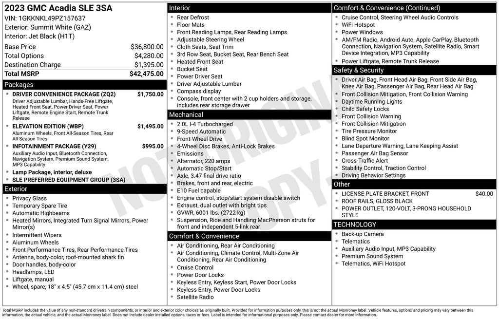 Certified 2023 GMC Acadia SLE w/ Driver Convenience Package FWD image 38