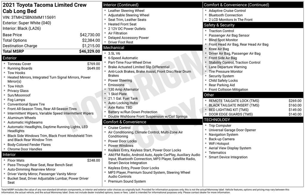 Used 2021 Toyota Tacoma Limited image 16