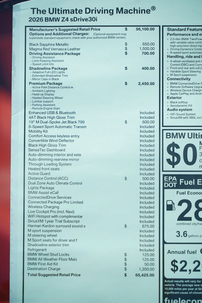 New 2026 BMW Z4 sDrive30i w/ Premium Package RWD image 10