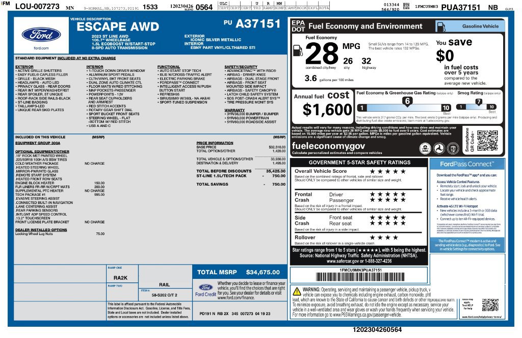 Used 2023 Ford Escape ST-Line w/ Tech Pack #1 AWD/4WD image 2