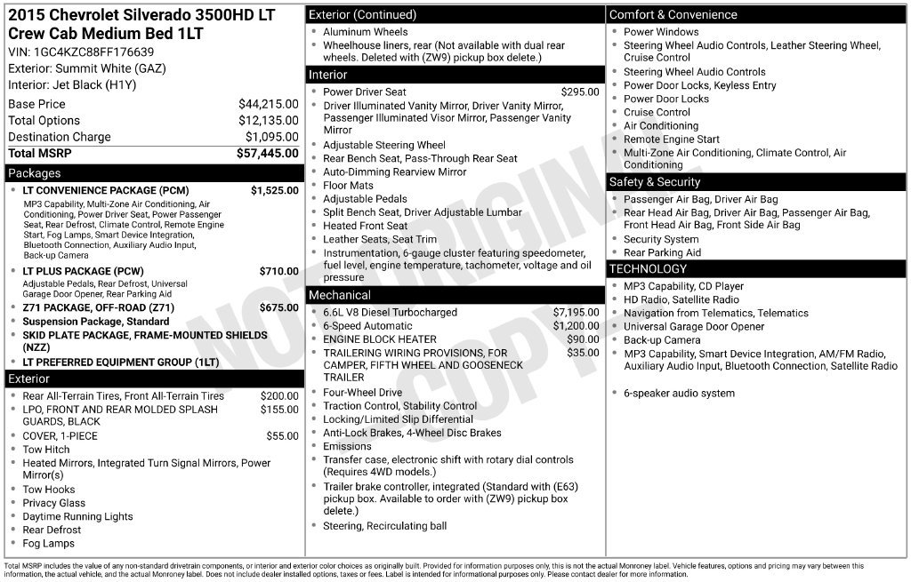 Used 2015 Chevrolet Silverado 3500 LT w/ LT Convenience Package