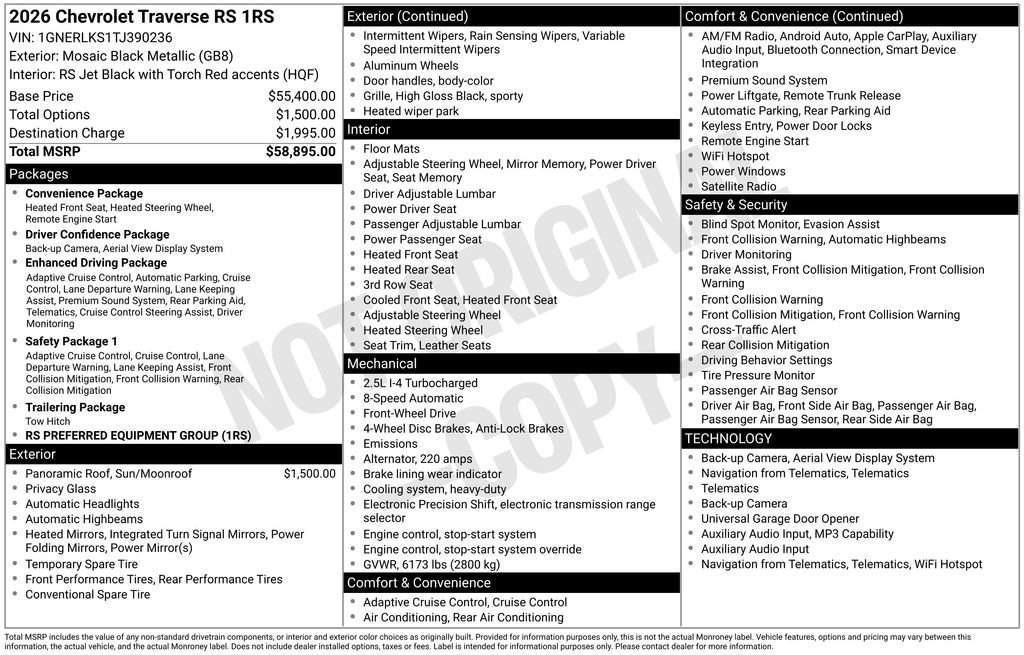 New 2026 Chevrolet Traverse RS FWD image 28