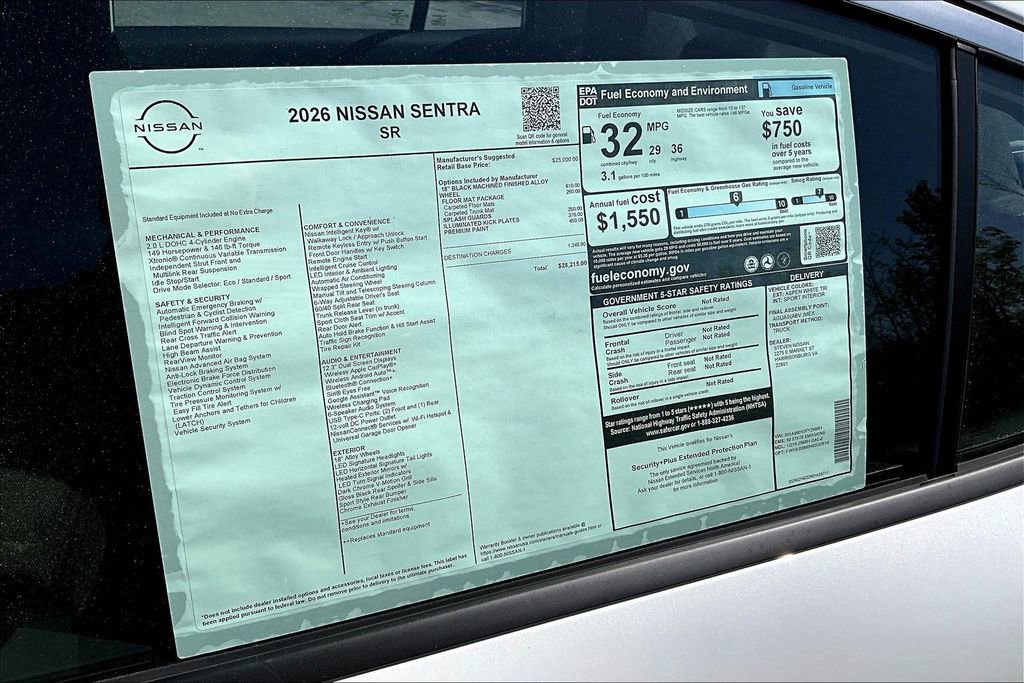 New 2026 Nissan Sentra SR w/ Floor Mat Package FWD image 13