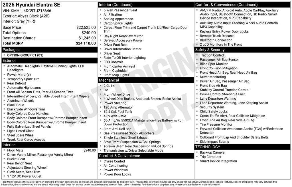 New 2026 Hyundai Elantra SE FWD image 6
