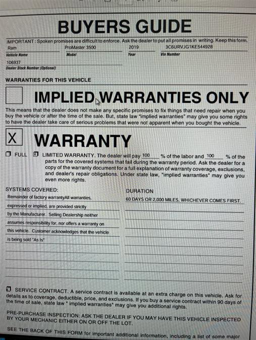 Used 2019 RAM ProMaster 3500 image 24