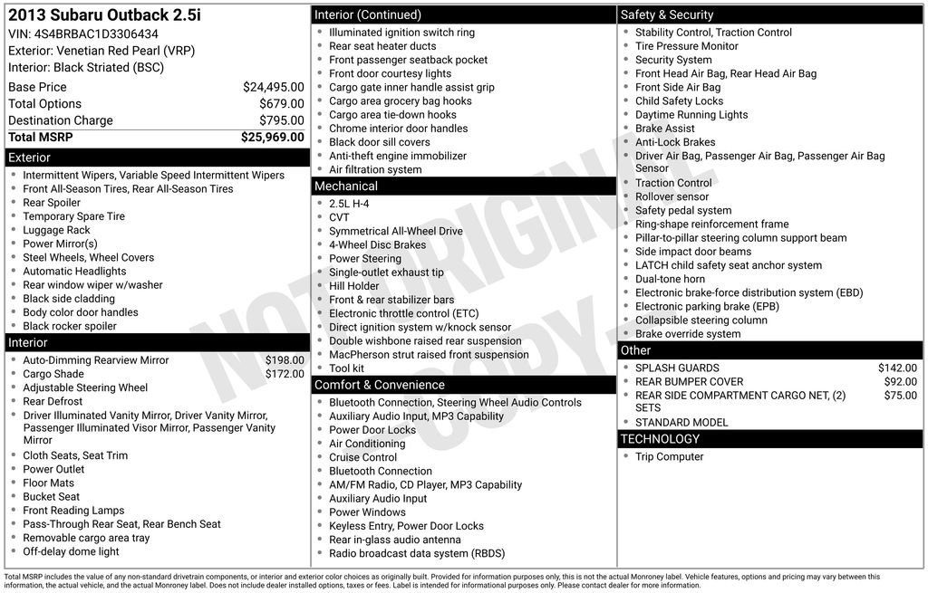 Used 2013 Subaru Outback 2.5i image 7