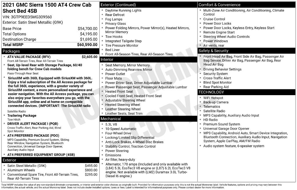 Used 2021 GMC Sierra 1500 AT4 w/ AT4 Value Package AWD/4WD image 6