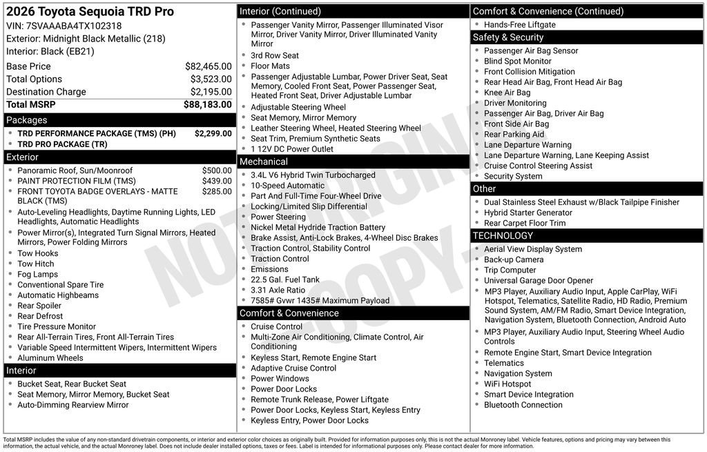 New 2026 Toyota Sequoia TRD Pro w/ TRD Performance Package (TMS) AWD/4WD image 7