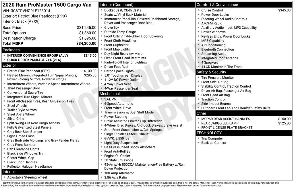 Used 2020 RAM ProMaster 1500 w/ Interior Convenience Group FWD image 42