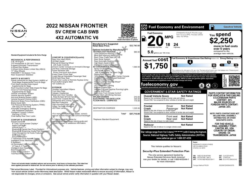 Used 2022 Nissan Frontier SV image 39